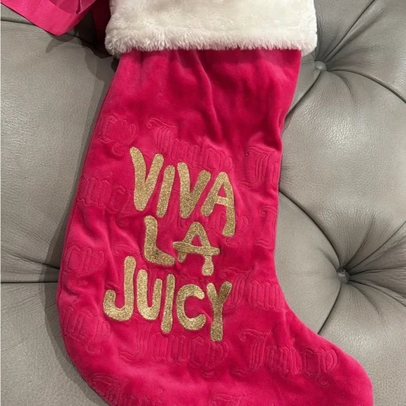 Juicy Couture Festive Pink and Gold Stocking - Picture 2 of 6